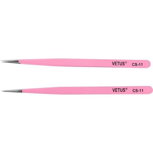 10pcs/Lot Vetus Pink Eyelash Tweezers Curved Straight Stainless Steel Makeup Tools Eyebrow Pincet