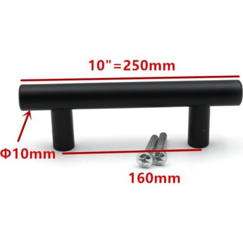 2 4 6 8 10 12 Inches Stainless Steel Black Pull Handle With Free Screws T-type For Drawer Cabinet Wardrobe Door