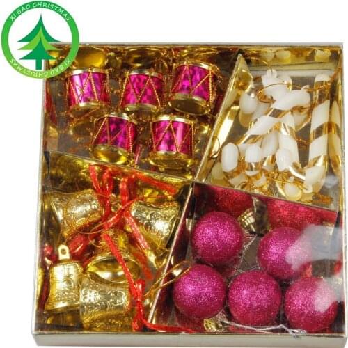 4 Types 20pcs/set Christmas Tree Decorations Box Packing Bell Santa Ball Mixing Drum Stick Party Supply