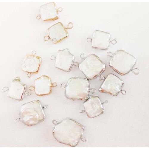 5 PCS /LOT 100% freshwater loose pearl with baroque shape, square shape baroque shape with two hangers ,DIY PEARL BEADS