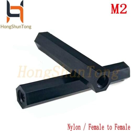 50Pcs/Lot M2 Female to Female Hex Threaded Spacer Standoff PA66 Nylon Standoff For PCB Circuit Boards Black