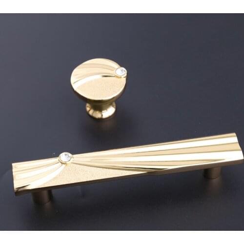 96mm 128mm fashion deluxe Rhinestones wine cabinet wardrobe door handles golden glass crystal cupboard drawer knobs pulls 5"