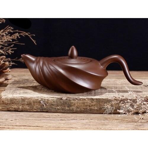 2020 Promotion Chinese Teasets Modern Purple Grit Art Tea Pot Handmade Zhu mud Snail Teapot (110ml Black Red Brown teapot)