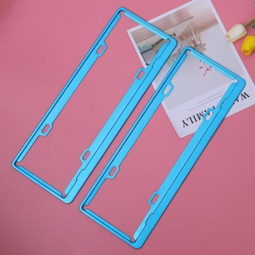 Aluminum License Plate Frame Oxidation Number Plate Frame Colorful License Plate(Blue)