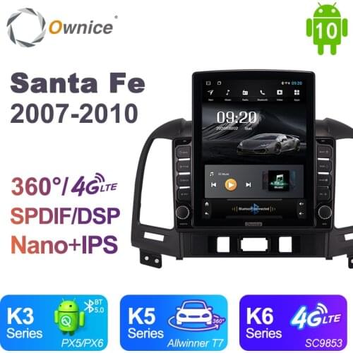 Ownice Android 10.0 Car Radio for Hyundai Santa Fe 2 2006 - 2012 GPS 2 Din Auto Audio System Stereo Player 4G LTE Tesla Style