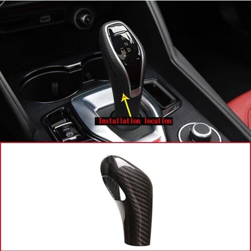 Real Carbon Fiber Car Center Console Gear Shift Head Cover Trim Sticker For Alfa Romeo Giulia Stelvio 2020-2021 Auto Accessories