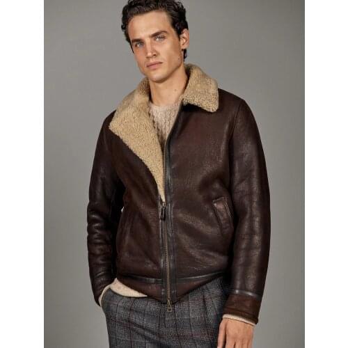 Free shipping,Winter thick Genuine Sheepskin coat,B3 Wool Shearling,warm fur jacket,mens plus size genuine leather jackets