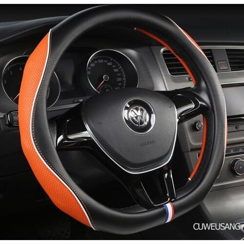 CUWEUSANG Carbon Fiber Leather Car Steering Wheel Cover For Fiat 500 500X Ducato Grande Punto Tipo Panda Freemont Bravo Stilo