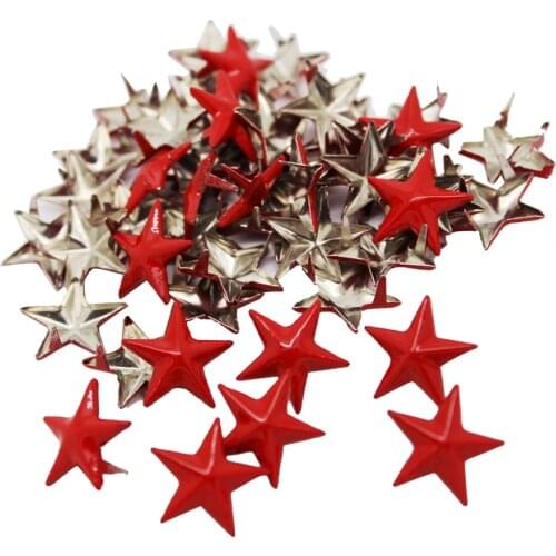 50 Pieces DIY Red Star Rivets Studs Alloy Decorative Buttons Garment DIY Crafts