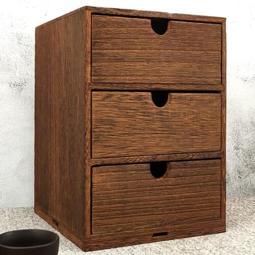 Wooden box storage cabinet wooden chest of drawers jewelry cosmetic storage box office storage box cosmetic storage drawer