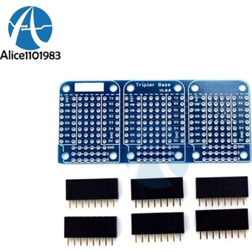 For Wemos D1 Mini Triple Socket Triplet Base Shield NodeMCU Compatible ESP8266 Development Expansion Board Module With Pins