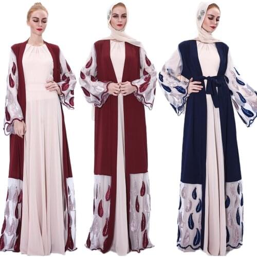 Dubai Women Abaya Vintage Maxi Dress Long Sleeve Open Cardigan Islamic Jilbab Kaftan Kimono Turkish Vintage Prayer Robe Gown New