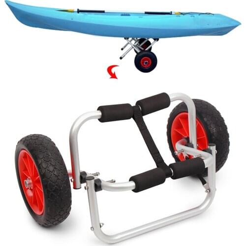 65KG Loading Capacity Foldable Kayak Trolley Energy-saving Two-wheeled Carrier Cart for Kayak Canoe Boat Large Rubber Tyres