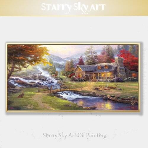 High Skill Artist Hand-painted Beautiful Wall Art Thomas Landscape Oil Painting on Canvas Colors Europe Country Oil Painting