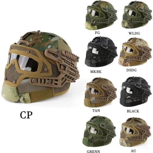 US Army ACU CP Camo Tactical Helmet ABS Mask with Goggles for Military Airsoft Army Paintball WarGame Motorcycle Cycling Hunting