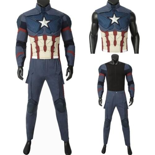 Movie End Game Bodysuit Cosplay Costume Captain Steven Rogers Jumpsuit Vest Fancy Halloween Carnival Clothing