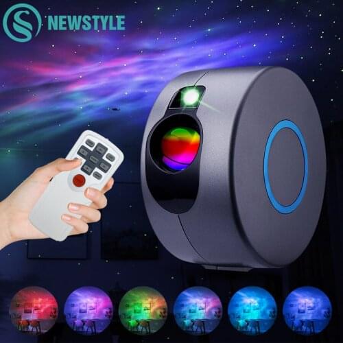 Laser galaxy starry sky projector rotating water waved night light led colorful cloud lamp bedside
