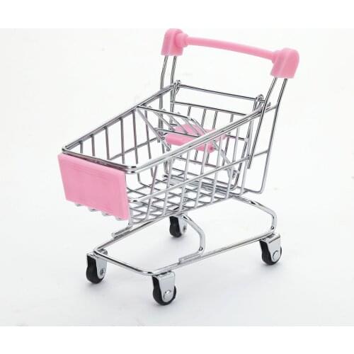 Mini Shopping Cart Children Pretend Play Toys Creative Storage Tool Supermarket Handcart Trolley Table Office Novelty Decoration