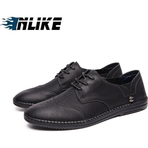 Men Shoes Casual Leather Fashion Trendy Flat Shoes for Men Genuine Leather Shoes