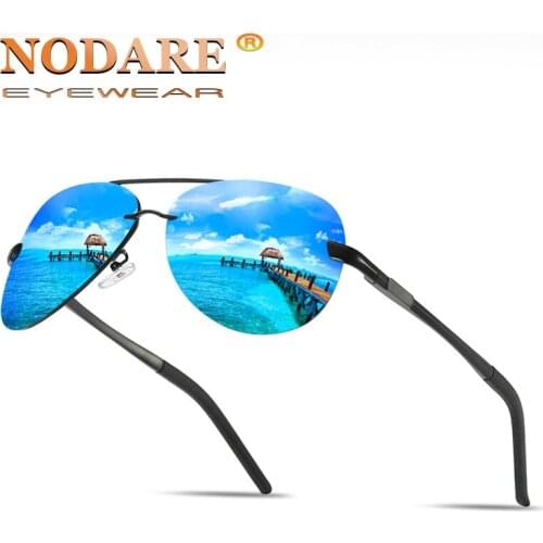 NODARE Brand 2020 Fashion Sunglasses Men Polarized Oval Metal Frame Male Sun Glasses Driving Fishing Eyewear okulary meskie