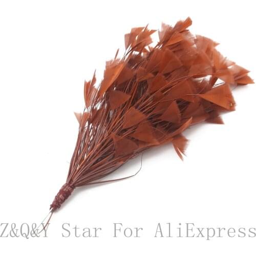 Natural turkey ripped flat wool dyed brown made into 30-35CM wire flower DIY craft performance costume feather
