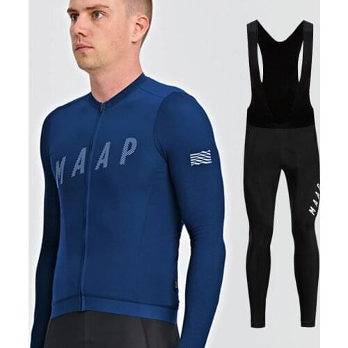 New 2020 Maap Spring Autumn Cycling Jersey Sets Long Sleeve Men Pro Team Warm Breathable Sets MTB Outdoor Clothes Ropa Ciclismo