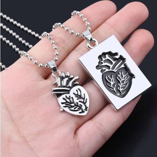 2pcs Puzzle Jewelry Couple Collares Anatomical Heart Necklace Women Valentine Day Gift Stainless Steel Chain Pendant Collares