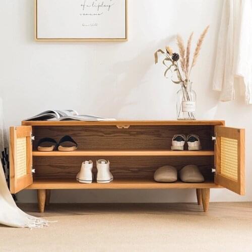 Simple Single Row Multipurpose Shoe Rack Design Solid Wood Nordic Storage Cabinet Entryway Bench Sapateira Living Room HX50XG