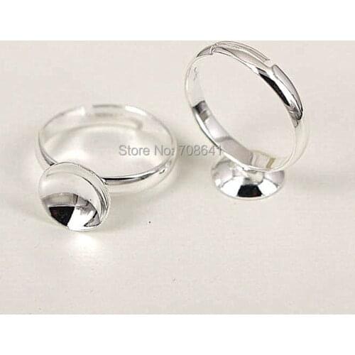 Blank Ring Settings with 8mm 10mm Circle Bezel Tray Caps Cabochon Ring Bases Crafts Findings Multi-color for you Choose