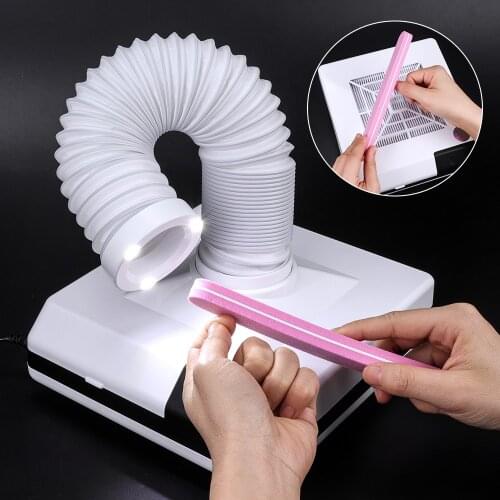 60W Powerful Nail Dust Collector Machine For Manicure Vacuum Cleaner For Nail Art Nail Fan Dust Suction 3 Leds For Lighting 560m