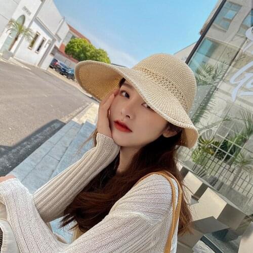 Summer Female Sun Hats Big Brim Classic Bowknot Foldable Fashion Straw Hat Casual Outdoor Beach Cap For Women UV Protected Hat