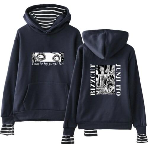Popular Anime Junji Ito Hoodies Fake Two Piece Hoodies Sweatshirts Print Women Men Hooded Fashion Hip Hop Streetwear Pullover