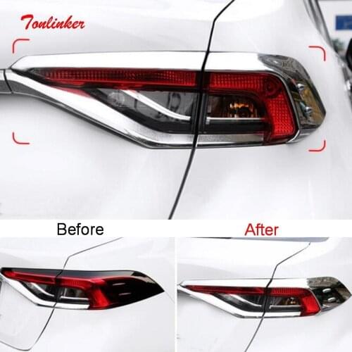 Tonlinker Exterior Rear Head Light Cover Case Sticker For Toyota Corolla 2019-20 Car styling 4 PCS ABS Chrome Cover Stickers
