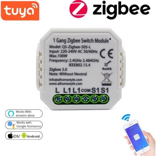 ZigBee Smart Module No/With Neutral EU 220V 1 Way Wireless Light Switch Relay For Alexa Google Home APP Intelligent Control
