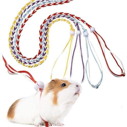 1.4m Small Pet Adjustable Soft Harness Leash Harness Rope Gerbil Cotton Rope Harness Lead Collar For Rat Mouse Hamster Cage