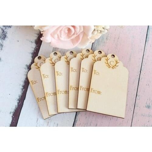 10pcs/lot Wooden Wedding Card Wish Tree Gift Tags Jute String One hole Unfinished Wooden christmas tree decoration