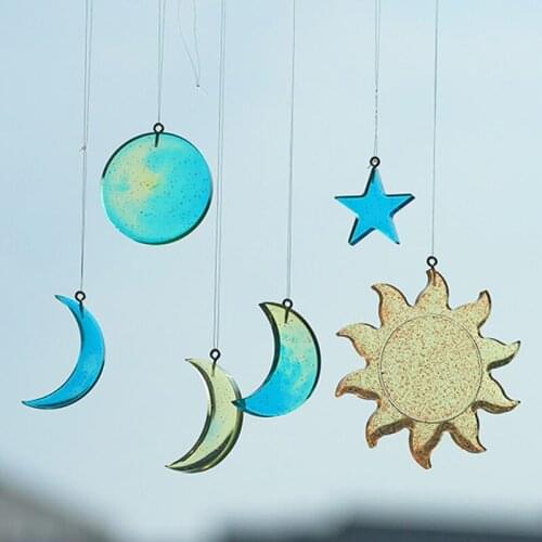 13MC Crystal Epoxy Resin Mold Stars Moon Sun Lunar Eclipse Pendant Silicone Mould Handmade Decorative DIY Crafts Jewelry Tool