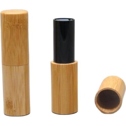 20pcs Black Bamboo Lip Balm Tube 12.1mm Empty Lip Cosmetic Compact Subpackage Container DIY Classical Makeup Tool 4.2g