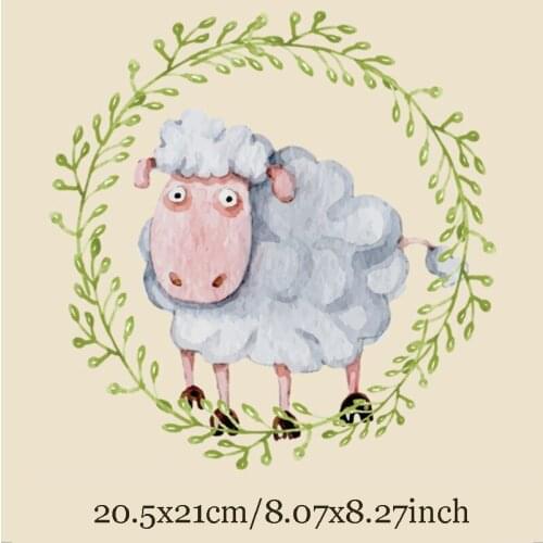 20pcs Cartoon Sheep Thermal Transfer Patches By Household Irons Iron On Patch For Clothing Stickers Appliques Tees Jacket Badge