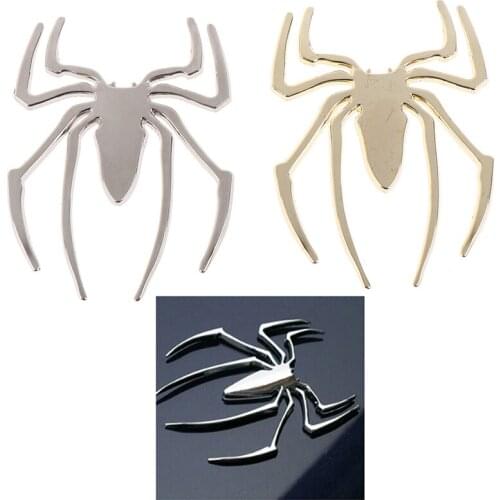 1 PC 3D Car Truck Motor Decal Sticker Universal Car Styling Accessories Drop Metal 3D Car Stickers Spider Shape Emblem Chrome
