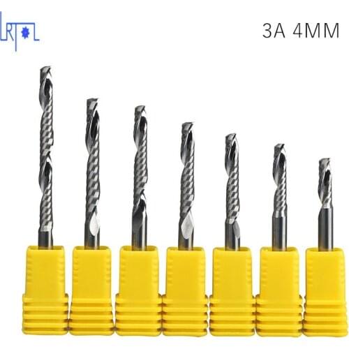 5pcs 4mm 3A material Acrylic or density wood cutting Carbide CNC 1 Flute Spiral Bit End Mill Cutter