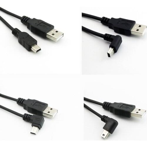 5x USB 2.0 A Male to Mini B 5Pin Male Plug Spiral Coiled Connector Cable Cord Straight/UP/Left/Right Angled 1.5m