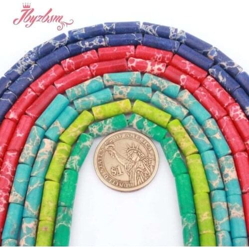 6x16mm Column Tube Sea Sediment Imperial Jaspers Spacer Beads for Women Men DIY Accessorie Necklace Bracelet Jewelry Making 15"