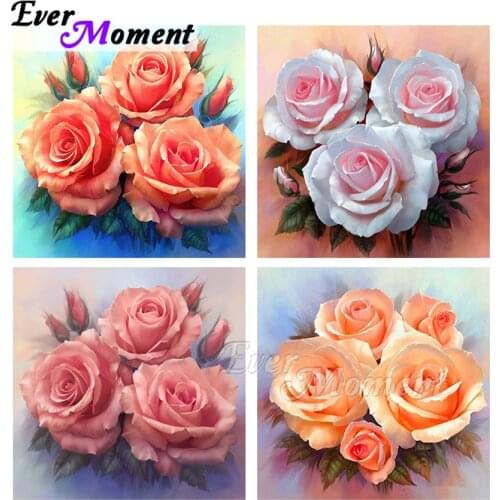 Ever Moment Diamond Painting Full Square Drills Beautiful Flowers Graceful Rose Diamond Emboridery Mosaic Art Kit ASF2091