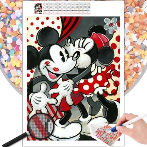 Diamond Painting Cartoon Mickey Minnie Couple Love Kiss 5D DIY Mosaic Embroidery Full Square Round Cross Stitch Kit Home Decor
