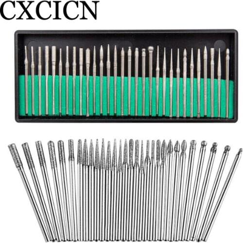30Pcs Diamond Burr Bits Drill Glass Gemstone Metal for Dremel Craftsman Rotary Tool