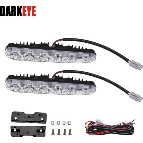 Drl Car Front Head Warning Driving Fog Lamp 1 Pairs High-Low Beam Daytime Running Lights DRL DC 12v 2400lm 6 LED For All Car DJ