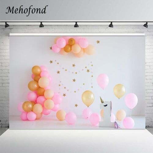 Mehofond Girl First Birthday Backdrop Photography Pink Balloons Unicorn Newborn 1st Party Decor Background Photo Studio Shooting