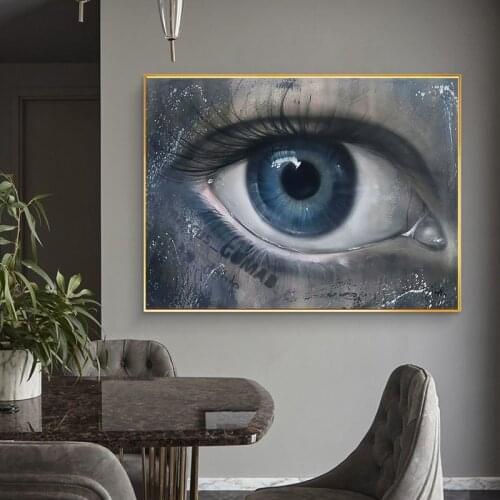 Abstract Blue Eyes Canvas Painting Modern Art Posters and Prints Wall Pictures Nordic Aisle for Living Room Home Decoration