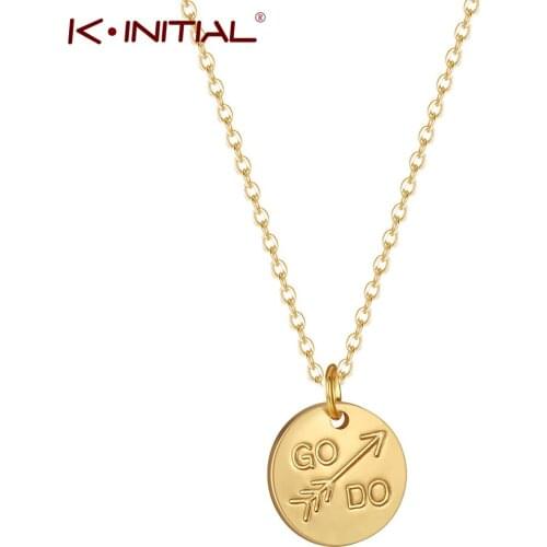 Kinitial Circle Disc Pendant Chokers Necklaces for Women Little Round Necklace Dainty Charms Choker Go and Do Charm Jewelry
